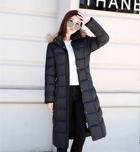 

2021 new winter jacket parkas mujer artificial fur collar jackets with hoodie female parka long women's coat wxf567 t17m, Black