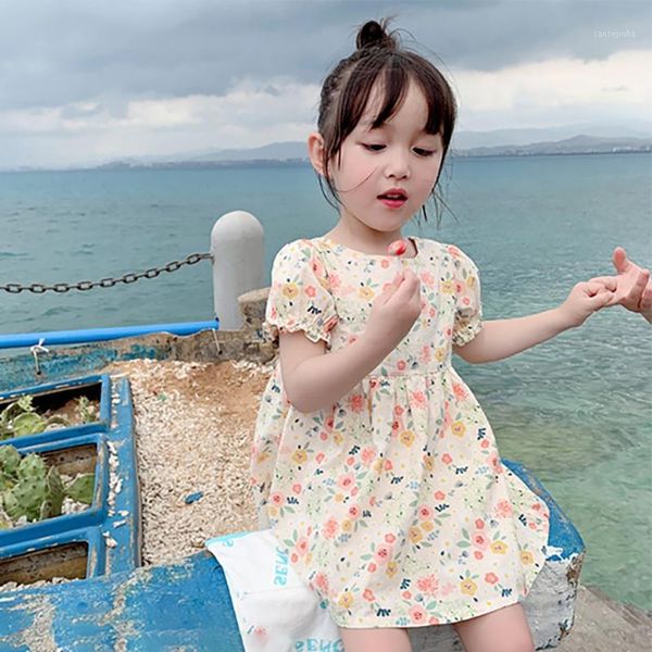

girls dresse summer toddler girls clothes short sleeve princess infant floral dress ruffle party kids dresses for vestidos1, Red;yellow