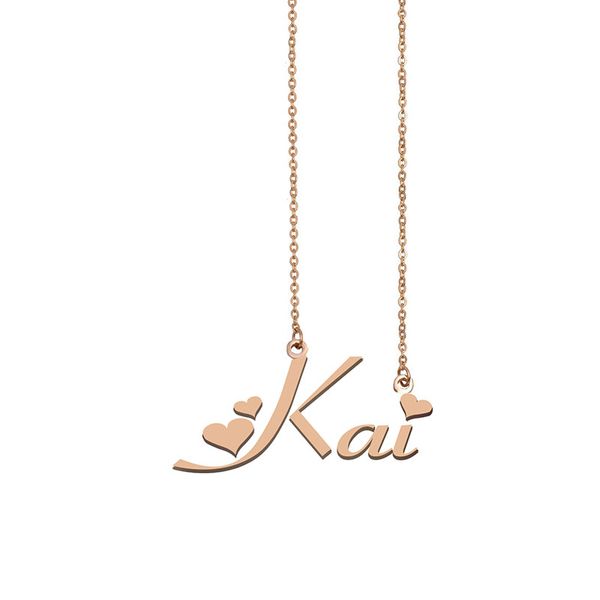 

kai name necklaces pendant custom personalized for women girls children friends mothers gifts 18k gold plated stainless steel, Silver