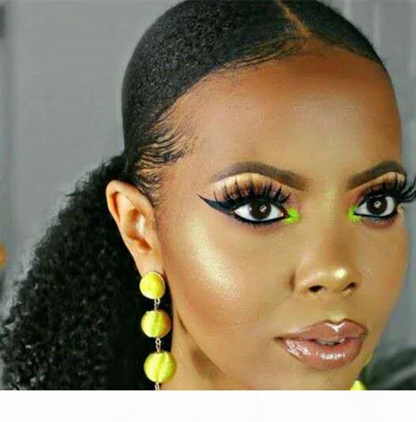 

human afro kinky curly ponytail hair 120g 3c 4c natural hair horsetail tight hole clip in drawstring ponytails hair extensions ing, Black