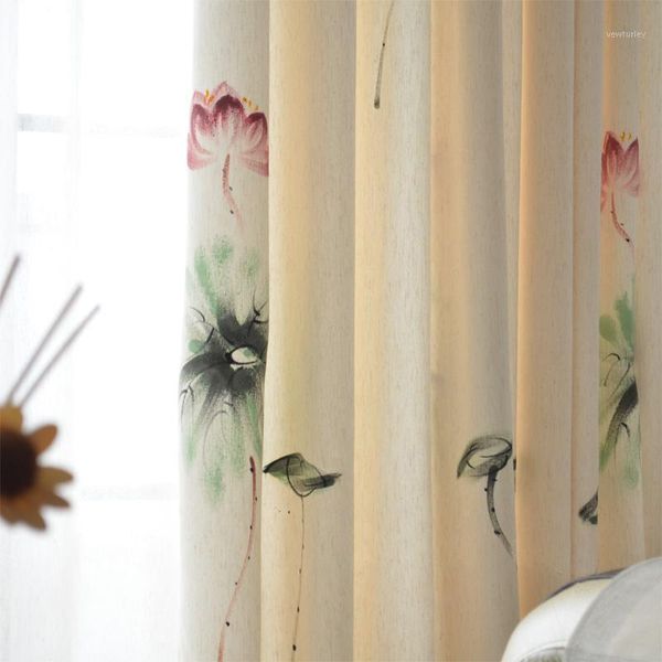 

curtain & drapes linen painted hand ink bedroom / living room study low profile chinese style custom curtains1