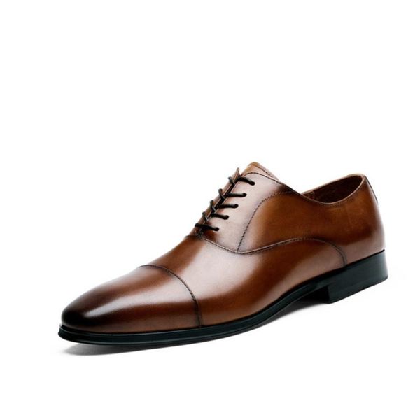

mens formal shoes luxury genuine leather men formal shoes pointed toe cow leather oxfords men business dress, Black