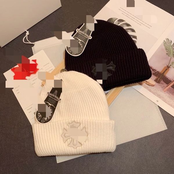 

chrome european and american autumn and winter cross knitted woolen hat male ch heart men and women couple knitted hat, Black;brown