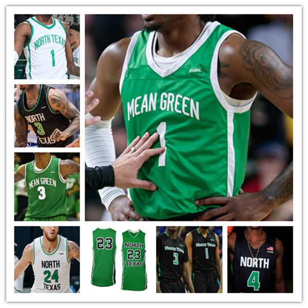 

Ncaa North Texas Mean Green UNT Basketball Jersey Javion Hamlet Tylor Perry Thomas Bell Mardrez McBride Abou Ousmane Rubin Jones Aaron Scott JJ Murray Hameir Wright, Man white