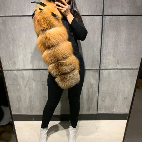 

ladies fox fur sleeve women natural fur sleeve 201103, Black