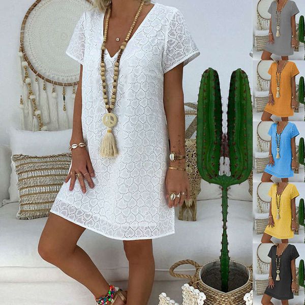 

out lace cut women's dress large summer high waist v-neck a-line skirt, Black;gray