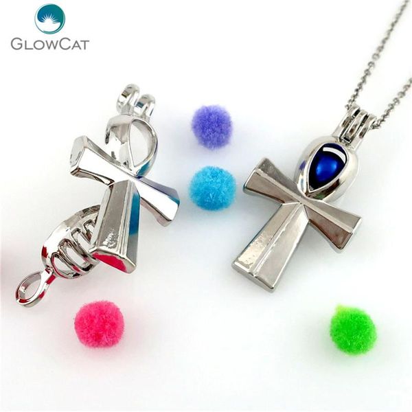 

k677 egyptian ankh cross beads cage pearl locket pendant locket fairytale party essential oil diffuser diy sqcqrp new_dhbest, Gray
