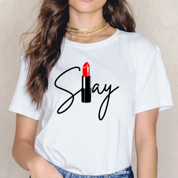 

wvioce simple letter lipstick print women's t-shirt oversize modal soft new fashion short sleeve ladies round neck clothes, White