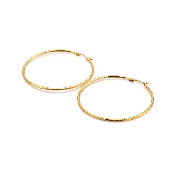 

new stainless steel large hoop earrings exaggerated titanium steel earrings popular jewelry women, Golden;silver