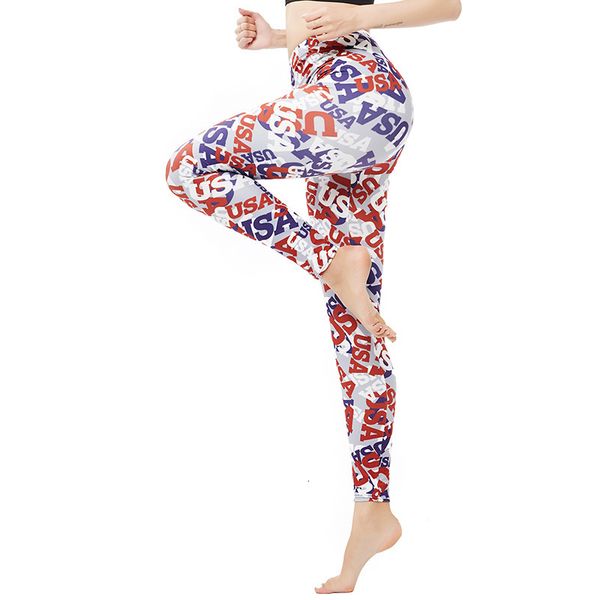 

9299 american letter usa digital printing stretch bottomed for sports and leisure pants, Black