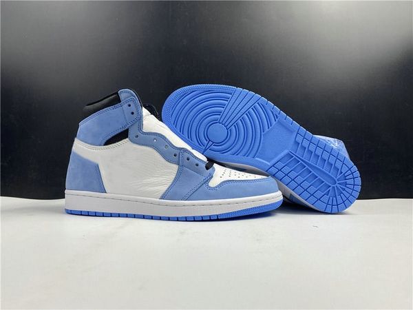 

new exclusive 1 high og unc basketball designer shoes white university blue black fashion sport sneakers