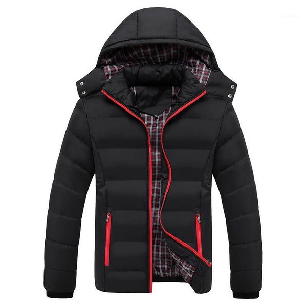 

warm thick men parkas jackets 2020 winter casual waterproof coat new mens outwear windproof hooded jackets zipper solid clothing1, Black