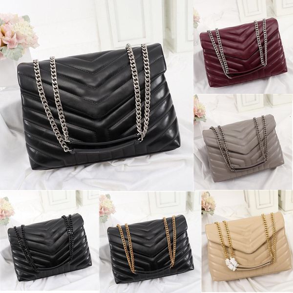 

designer handbags square fat loulou chain bag real leather women's bag large-capacity shoulder bags quilted messenger bag