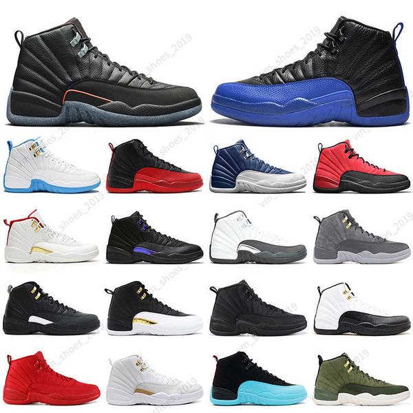 

ale 12 12s men basketball shoes reverse flu game utility dark concord grey royal indigo easter bowl mens trainers sneakers