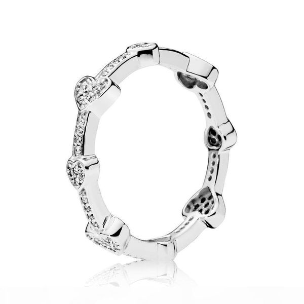

925 sterling silver alluring hearts with clear cubic zircon stone fit pandora charm jewelry engagement wedding lovers fashion ring for women