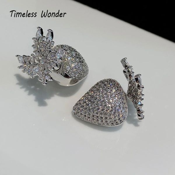 

timeless wonder stunning zirconia strawberry through stud earrings women jewelry goth boho designer ins trendy cute fancy 2346, Golden;silver