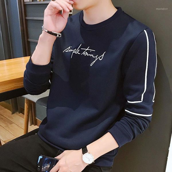 

garments for men with velvet and thick korean long sleeves 20201, Black