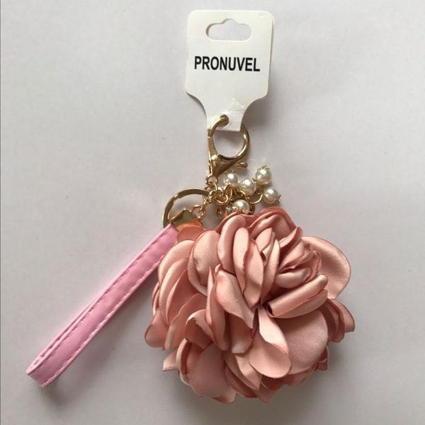 

leather strap rose flower keychain bag pendant car ornaments charm for women key chain buckle key ring porte clef eh590 h qyluog