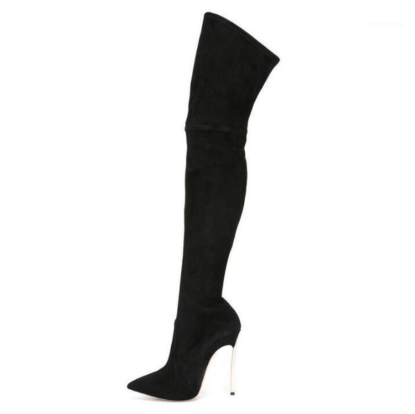 

boots selling over knee womens pointed toe blade heels black suede stretch high winter thigh for plus1