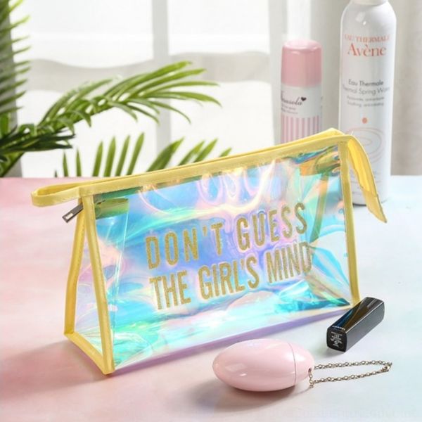 

6fg6f fashion laser dazzle washing cosmetic large capacity girl heart lovely storage color bag holding bagcosmetic bag waterproof bagstorage