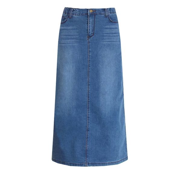 

2017 new fashion elastic high waist long a-line s to 2xl plus size denim jeans spring and summer style women skirt, Black