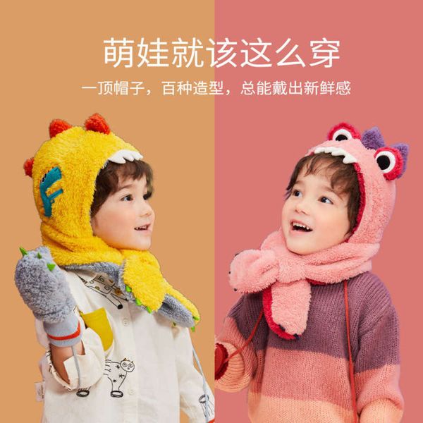 

baby kk tree hat autumn winter boys girls plush warm children's neck and ear protection, Red;brown