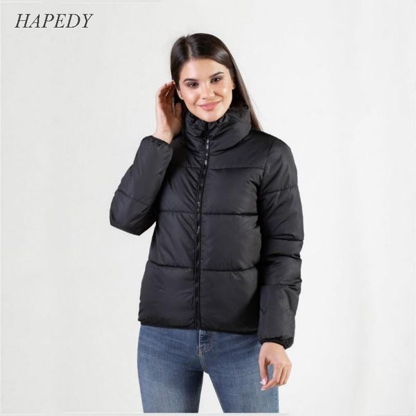 

fashion bubble women's coat solid stand collar oversized short jacket winter warm thicken female puffer jacket parkas for women1, Black