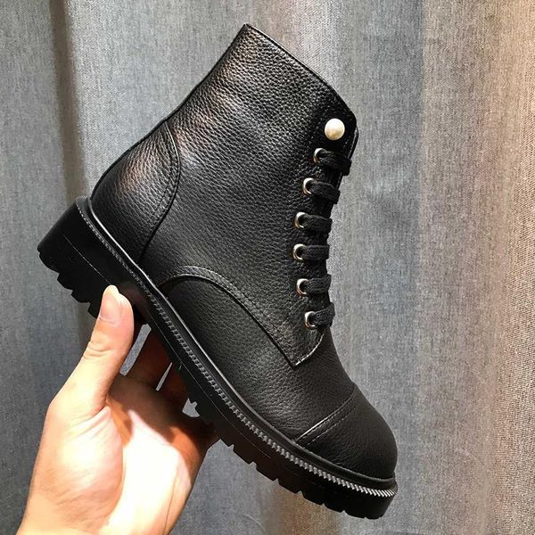 

fashion women's boots cool girl must-have army shoes lace up ankle boots high-end luxurious retro 2020 autumn new, Black