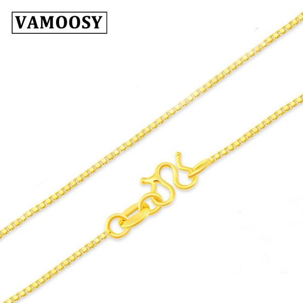 

chains vamoosy boho women 1mm full sideways 24k gold color necklace not fade copper 2021 fashion jewelry female men link chain, Silver