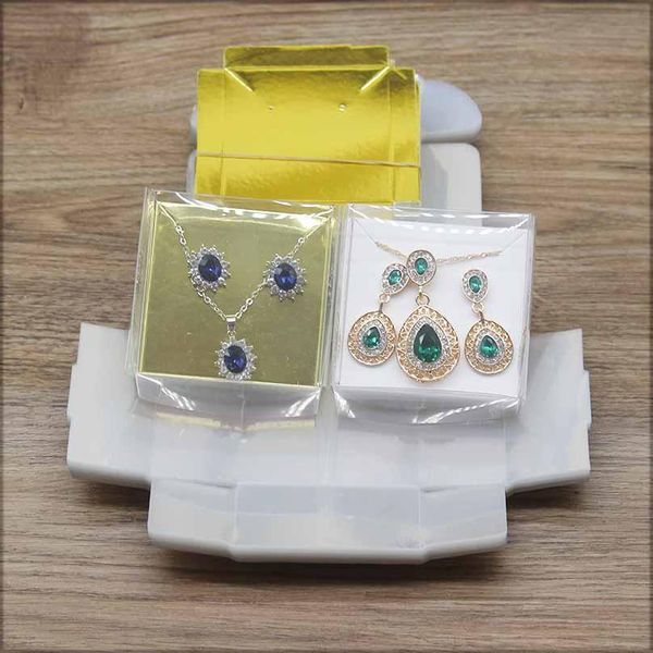 

ожерелье ювелирных изделий set display box 1lot 10 box 10 шт внутренняя карта 65x65x30mm белый черный крафт прозрачный серьги ожерелье box w