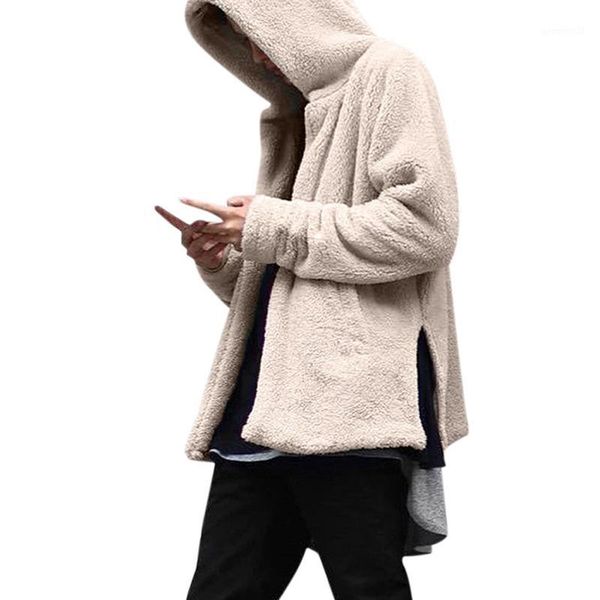 

men's hoodies & sweatshirts brand clothing men's fashion hooded autumn winter soft faux fur casual solid cardigan coat jackets out, Black