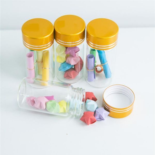

30*60mm 24pcs 25ml glass bottles aluminium screw golden cap empty transparent clear liquid gift container wishing bot bbydzx