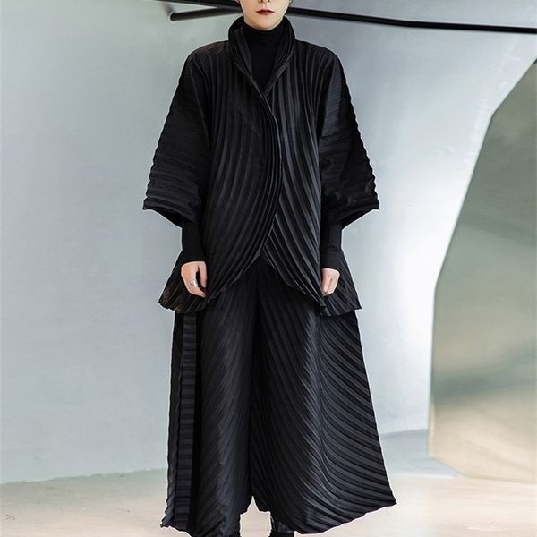

[eam] wide leg pants pleated two piece suit turtleneck long sleeve black loose fit women fashion spring autumn 1de3064 220315, White