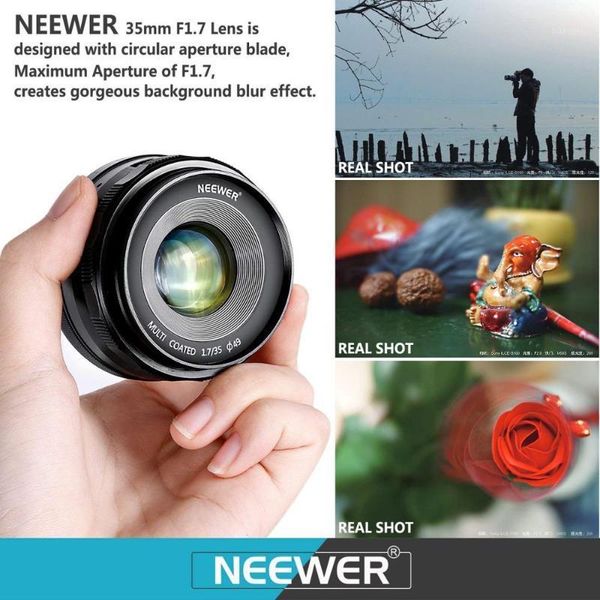 

neewer 35mm f/1.7 large aperture manual prime fixed lens aps-c for sony e-mount digital mirrorless cameras a7iii a9 nex 5 a65001