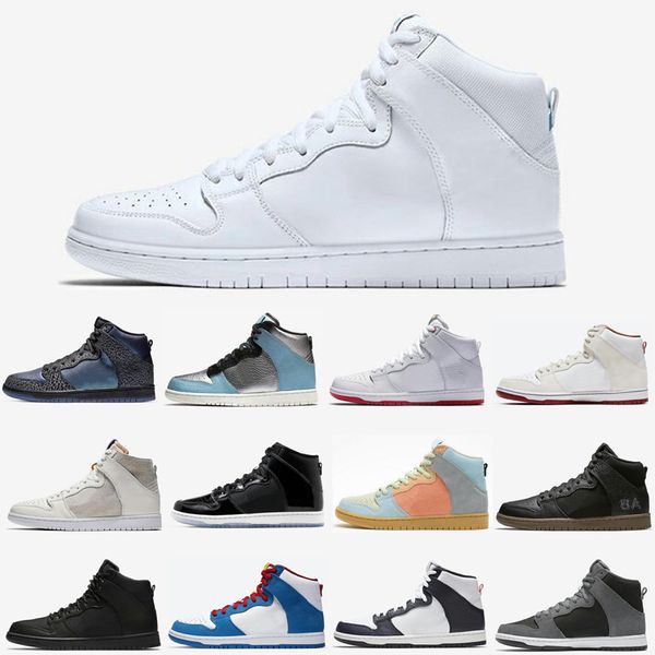 

fashion skateboard basketball shoes doraemon platform shadow obsidian triple black iridescent high dunk men women trainers sneakers 36-45