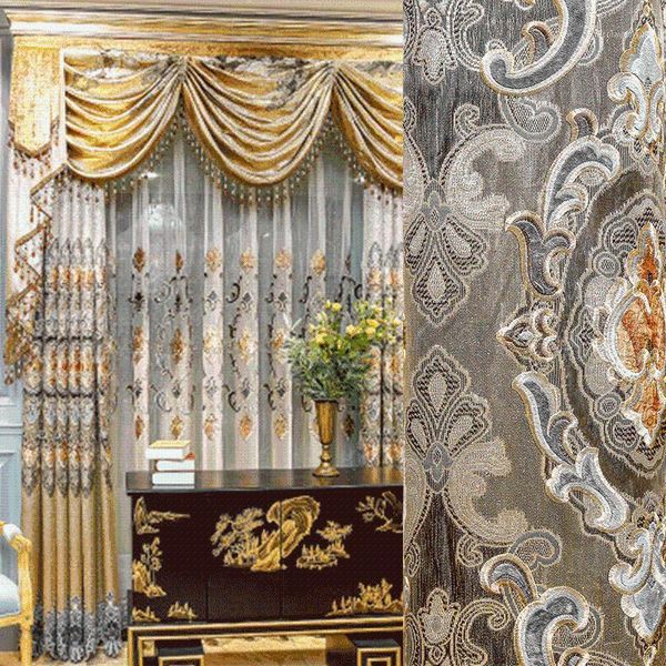 

curtain & drapes classic european water soluble embroidery luxury mosaic curtins for living room bedroom decor1