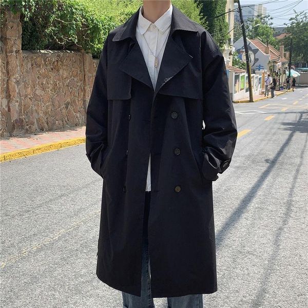 

versma korean style waterproof long white trench coat men vintage men overcoat youth clothes windbreaker for large plus size1, Tan;black