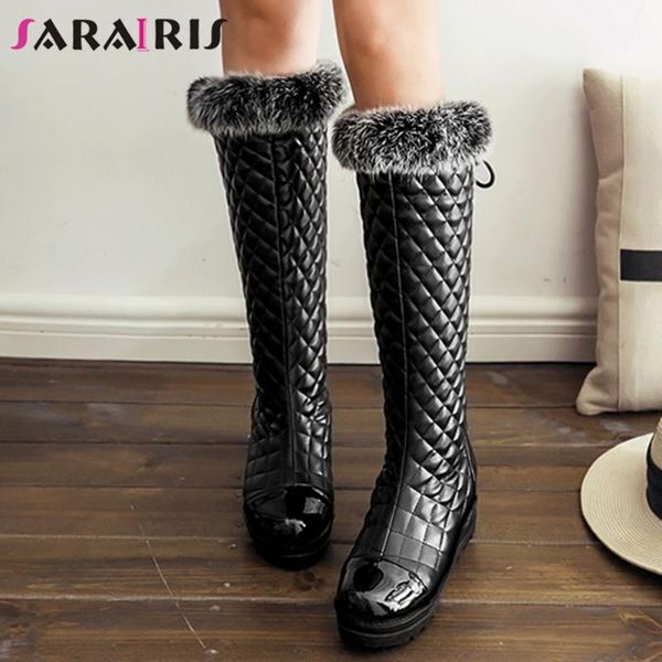 

boots big size 33-43 ladies 2021 winter warm fur snow women platform height increasing heels plush shoes woman, Black
