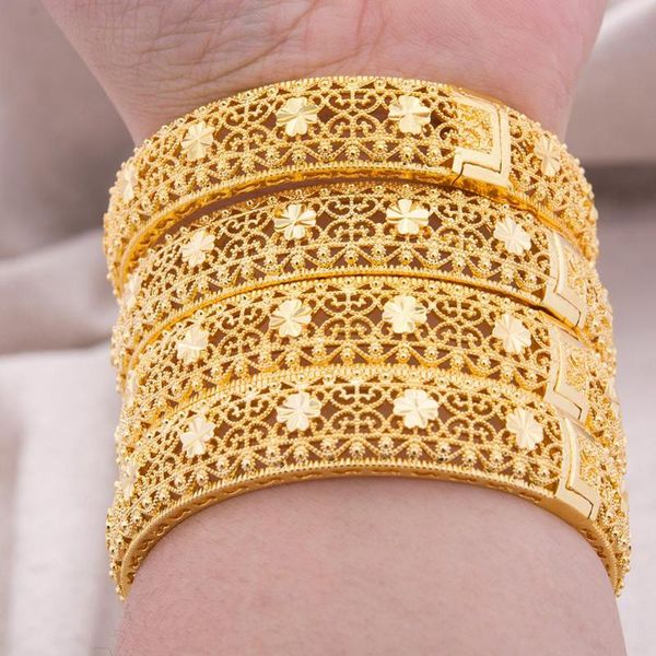 

bangle 4pcs/lot bangles 24k ethiopian dubai gold color for women girl african wedding bangls bracelet party bridal gift, Black