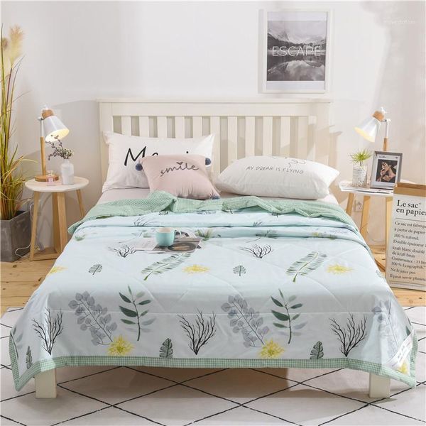 

2020 cotton fabric air conditioner quilt bed cover thin cool summer comforter queen full twin size housse de couette edredon1