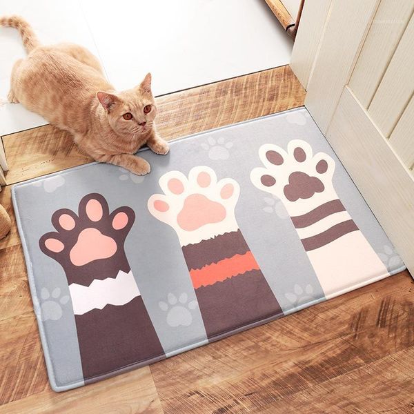 

cat's claw fish three cats pattern soft room floor mat eco-friendly living room carpet kitchen mat1
