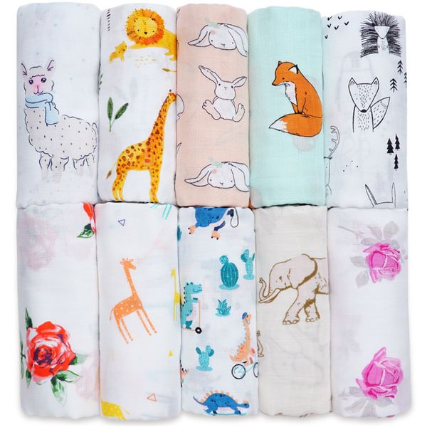 Algodão Bambu Baby Cobertor Soft Muslin Swaddle Envoltório Bebe Multi-Uso Grande Fralda Cobertor Baby Bath Towel Stroller Kids Acessórios LJ201014