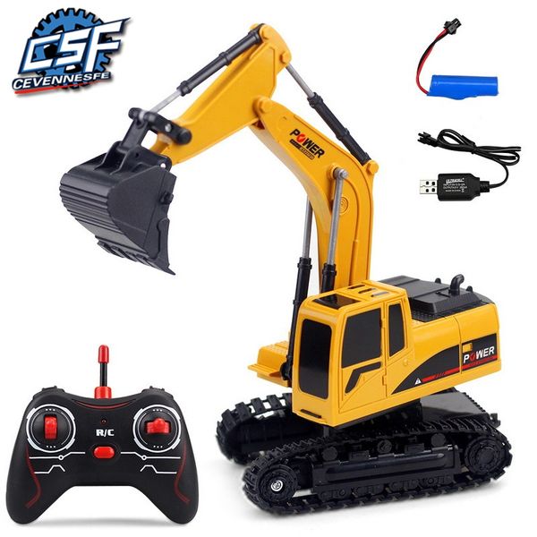 

6 channel remote control excavator rechargeable toy construction tractor with light toys