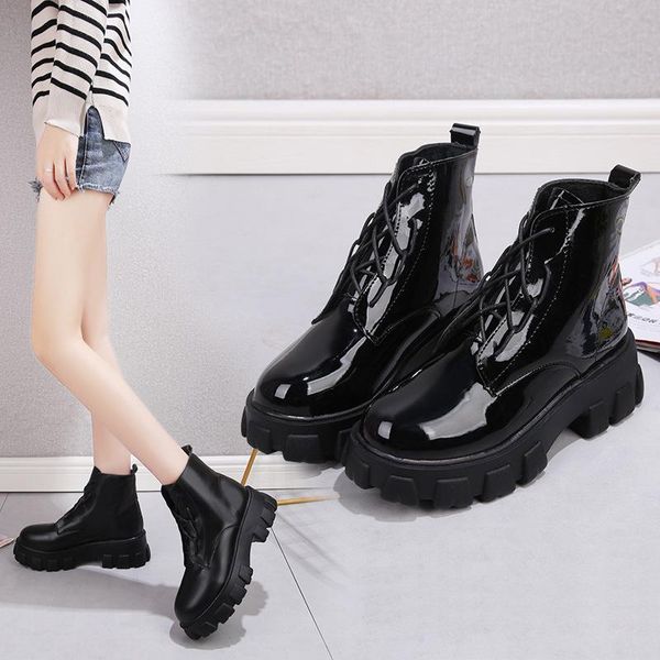 

martin boots women's autumn and winter 2020 new trendy thick-soled increase women small net red british style short ladies boots, Black