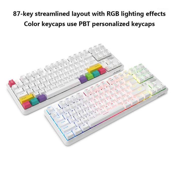 

87 keys bluetooth /wireless mechanical keyboard for ajazz k870t with rgb backlit type c cable 2000mah battery nkro1
