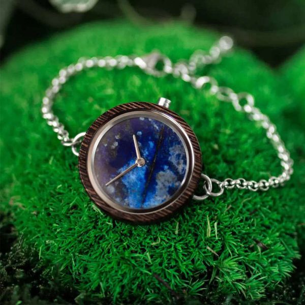 

women's 2019 new wooden watch creative bracelet metal wooden watch oem, Slivery;brown