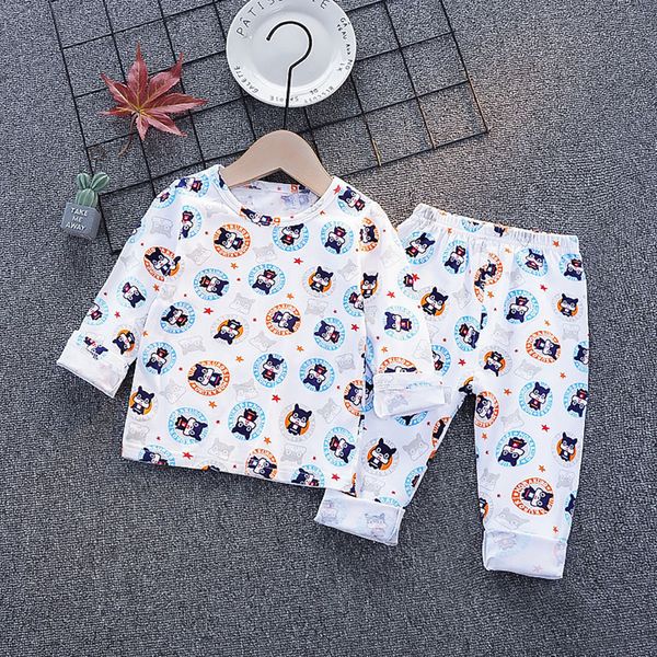 

baby pajamas kids clothes autumn winter baby girl clothes suit cartoon cute cotton long sleeve set children's clothing pajamas 1021, White