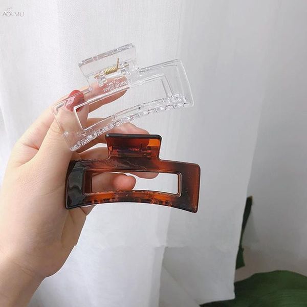 

aomu 2020 корея урожай прозрачный акриловый волос когти геометрическая hollow rectangle сплошной цвет волос grab зажимы для женщин sqcvzm ne, Golden;white