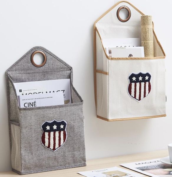 

wall hanging sundry storage bag cotton linen dormitory household wall storage bag hanging organizer bedside for sundries zh3671