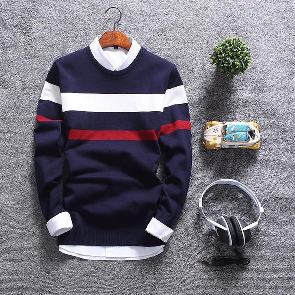 

men's sweaters 2021 fashion autumn sweater men round collar soft pullover slim fit mens casual male christmas my1803, White;black